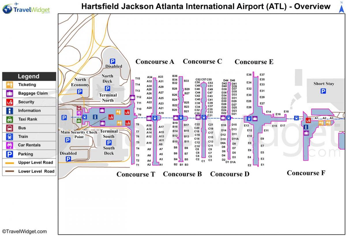 mapa Hartsfield Jackson Atlanta Nazioarteko Aireportua