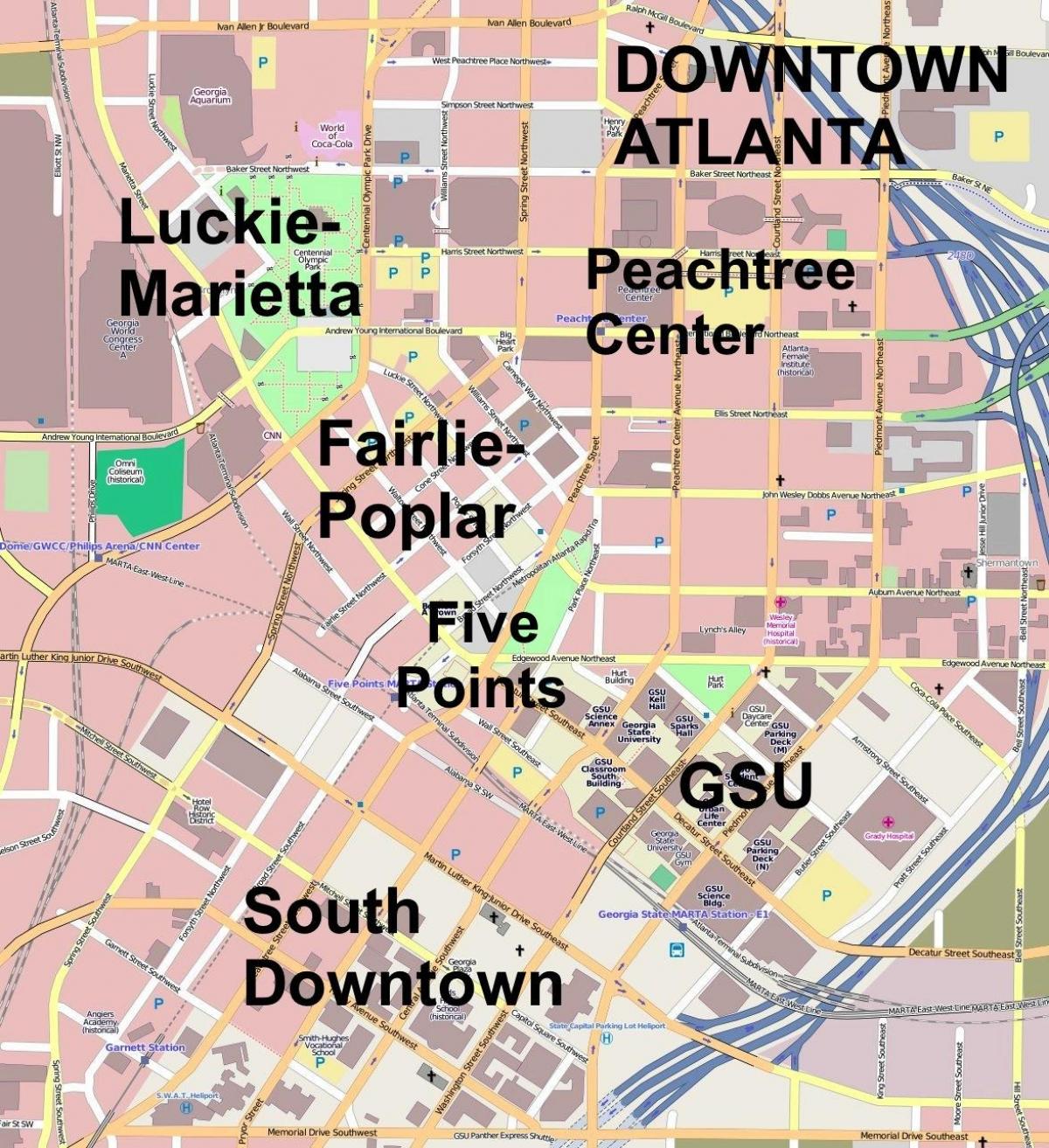 mapa erdigunera Atlanta