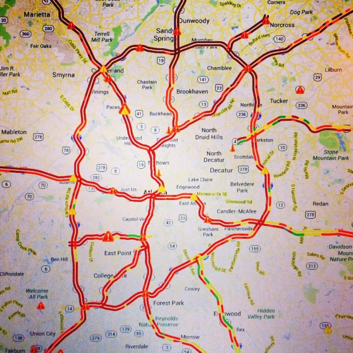 mapa Atlanta trafikoa