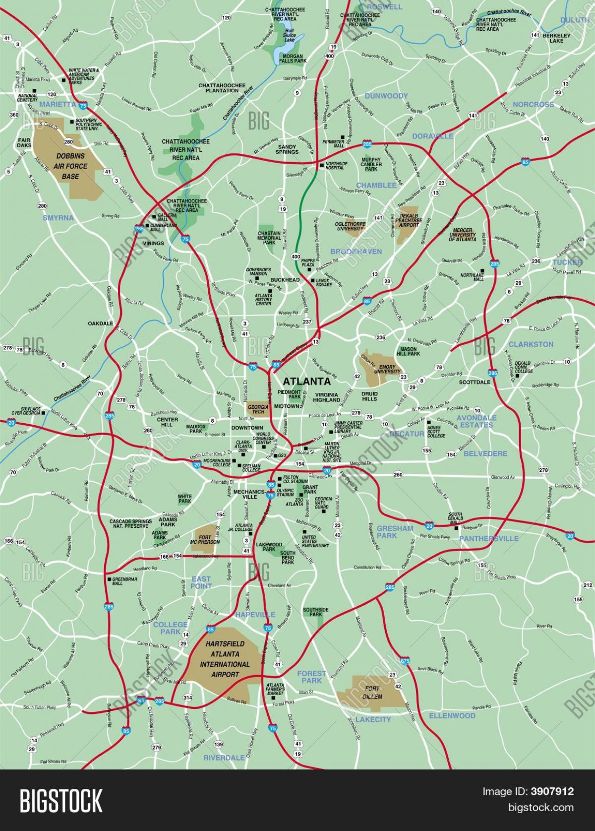 handiagoa Atlanta area mapa