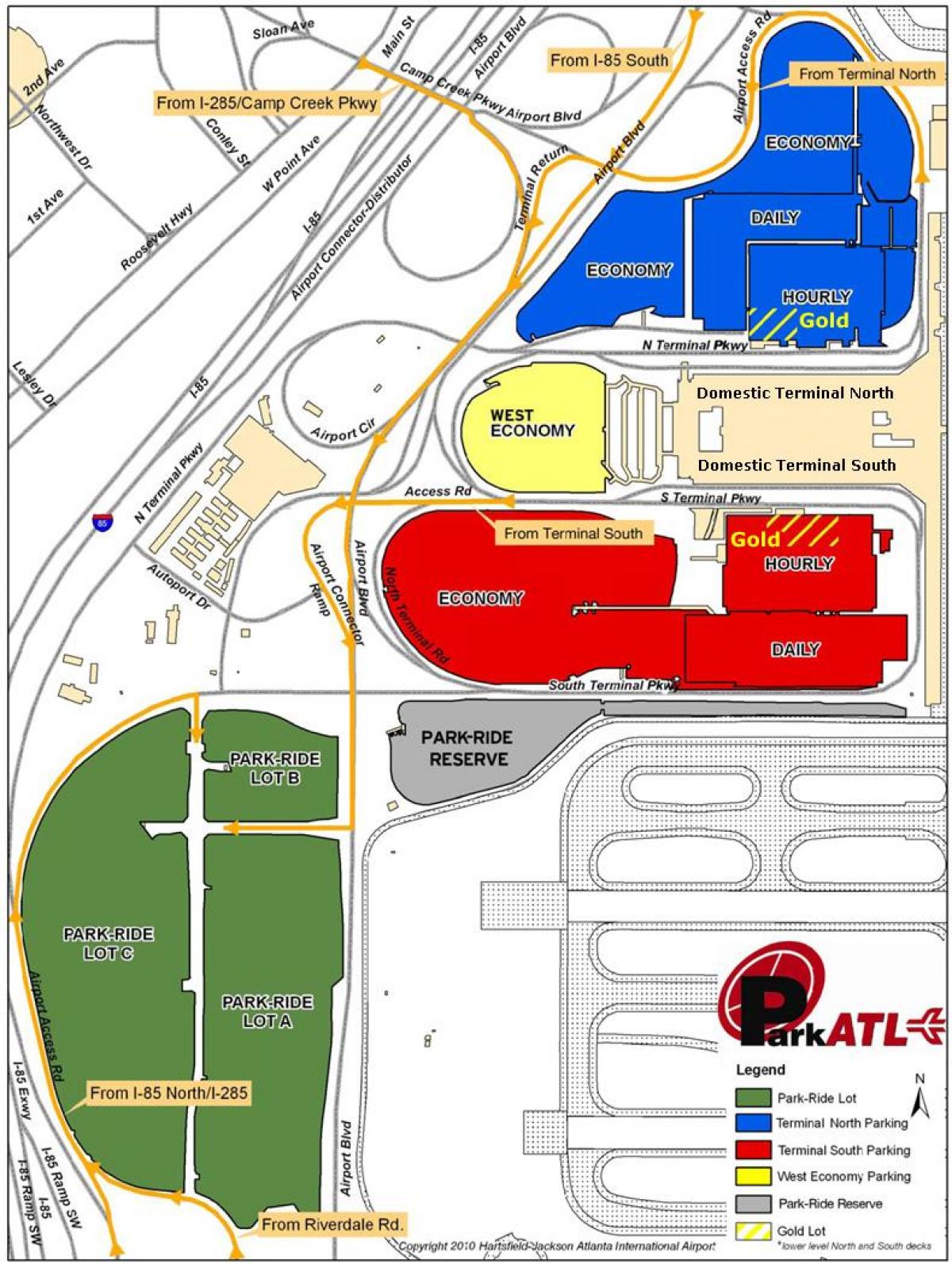 Atlanta Hartsfield aireportua parking mapa